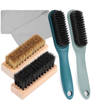ULTECHNOVO 4 Pcs Sneaker Shoe Cleaner Brush Set Include Scrubbing Brush and Horse Hair Bristles Shoe Clean Brush Buffing Stiff Hair Brush for Leather Shoes Boots Sneakers