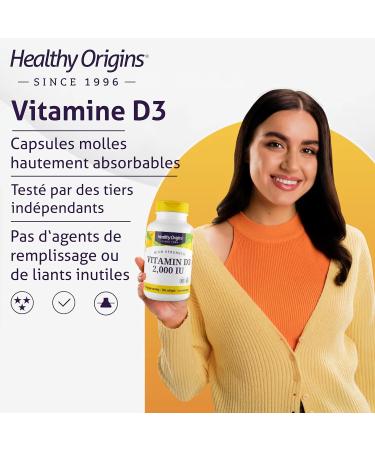 Healthy Origins Vitamin D3 2 000 IU Depot 360 Capsules High Dosed Soy Free Gluten Free Non-GMO - Buy Online on GoSupps.com