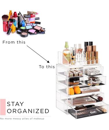 Sorbus Clear Cosmetic Makeup Organizer - Spacious Jewelry & Makeup Storage Case with 3 Large and 4 Small Drawers - Ideal for Dresser, Bathroom, and Vanity Countertop Display - Buy Online on GoSupps.com