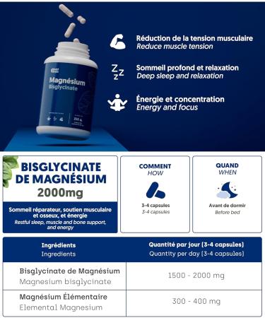Magnesium Bisglycinate 2.000mg | MAX Absorption No Laxative Effects | Repairing Sleep & Energy Reduced Anxiety Bone & Muscle Support Concentration - Buy Online on GoSupps.com