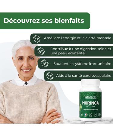 NutriSolution 100% Organic Moringa Capsules - Superfood Rich in Multivitamins and Minerals - Moringa Oleifera Leaf Powder - 90 Vegetable Capsules - Made in France (1) - Buy Online on GoSupps.com