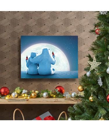 Mark Feldstein & Associates Coca Cola Advertising Polar Bears with Moon Pre Lit LED and Fiber Optic Canvas Holiday Artwork 16 x 12 - Buy Online on GoSupps.com