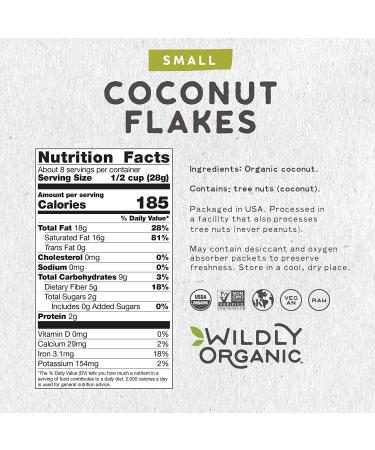 Wildly Organic Unsweetened Coconut Flakes - 8 Oz | Shredded Coconut Dessicated | Organic Coconut Flakes Unsweetened - Buy Online on GoSupps.com