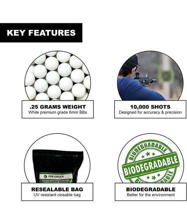 Premium Biodegradable Airsoft BBS Pellets - .20g .25g .32g - 6mm - 10,000 5,000 2,500 Rounds - Smooth Finish - 10,000 Count - Buy Online on GoSupps.com