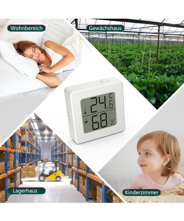 Mini Digital Hygrometer & Room Thermometer - Accurate Humidity & Temperature for Baby Rooms Greenhouses & Reptile Tanks (White 1 Pack) - Buy Online on GoSupps.com