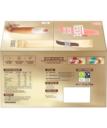 NESCAF Gold Cappuccino Unsweetened Taste Instant Coffee Sachets - 50 x 14.2g - Buy Online on GoSupps.com