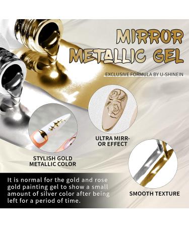 Buy 2x12ml Metallic Mirror Nail Polish - Silver & Gold Chrome Gel for Nail Art Soak Off with Built-in Brush - Buy Online on GoSupps.com