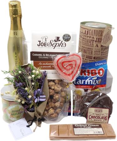 Prosecco Flowers & Treats in 12in Hamper Gift Box - Mother's Day - Buy Online on GoSupps.com