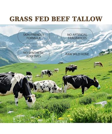 YAFUSIPE Beef Tallow and Honey Balm for Skin Daily Facial Moisturizer Natural Organic Grass-Fed Whipped Tallow Balm Blend Face Cream Body Lotion Skin Care for Women Hydrates and Nourishes 4.23OZ - Buy Online on GoSupps.com