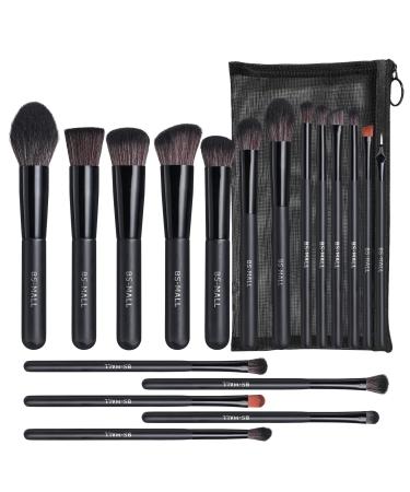 BS-MALL Makeup Brush Set 18 Pcs Premium Synthetic Foundation Powder Concealers Eye shadows Blush Makeup Brushes with black Bag (Black)