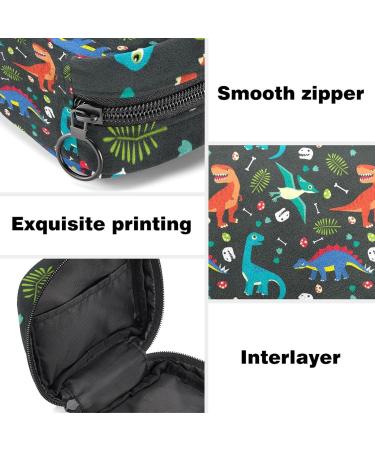 Dinosaur Print Sanitary Napkin Storage Bag | Menstrual Pad Pouch for Teen Girls & Women | Portable Nylon Oxford Cloth with Zipper | Multicoloured Design - Buy Online on GoSupps.com