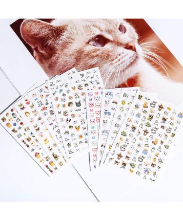 PHOGARY Cat Nail Stickers - 8 Sheets Nail Art Decals for Women & Girls | Perfect for False Nails & Manicure Gifts - International Shipping Available - Buy Online on GoSupps.com