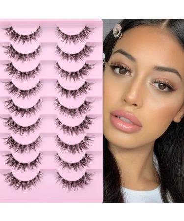 Lashes Natural Look 12mm False Eyelashes Cluster Lashes 90 Pcs Wispy Faux Mink Lashes Clear Band Cat Eye Individual Lashes Pack 9 Pairs by Zegaine