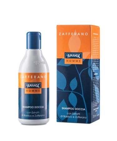 L'AMANDE - Shower Shampoo and Body Wash Man with Basil Extracts Shower Gel Cleansing and Shower Shampoo Moisturizing Body and Hair Bath Foam Gentle and Natural - Saffron 250ml