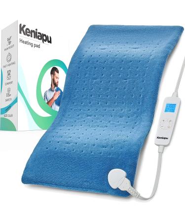 Large Electric Heating Pad for Back, Shoulder, Neck Pain and Cramps Relief - Soft Comfy Fabric Cushion Heat Pad with Auto Shut Off - Hot Quick Heated Pad - 6 Heat Level and 3 Timer Settings [12"x24"]