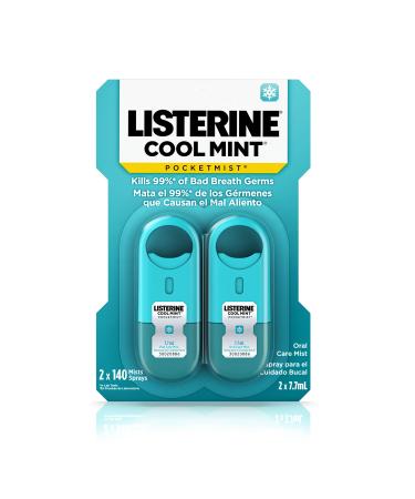 Listerine Pocketmist Cool Mint Oral Care Mist 2 counts by Listerine 7.7 ml (pack of 2)