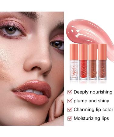 4Packs Lip Oil and Lip Gloss Set Lip Oil Hydrating Non-sticky Lip Glow Oil Tinted Clear Lip Plumper Moisturizing Lipgloss Set Gift For Women and Teenage Girl (02) - Buy Online on GoSupps.com