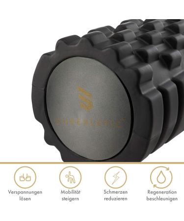 Superletic 2-in-1 Elite Fascia Roll Set | Massage Roller with Massage Sauces for Spine Back & Legs | Pilates Roller Set - Black - Buy Online on GoSupps.com