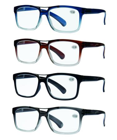 Success Eyewear READING GLASSES Set of 4 Best Value Top Bar Style Quality Reading Glasses for Men Set of Black Blue Brown Grey 1.25 Set of Black Blue Brown Grey 1.25 x