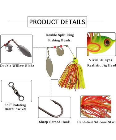 Fishing Spinner Baits Kit - Multicolor Hard Spinner Lures for Pike Bass - 0.64oz - 6pcs Swimbaits Buzzbait Set - Buy Online on GoSupps.com