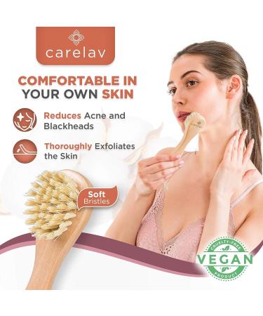 Vegan Dry Brushing Body Brush Set - Exfoliating & Cleansing Brushes for Lymphatic Drainage - Premium Skin Beauty Kit with Handle, Face Brush & Shower Gloves - Buy Online on GoSupps.com