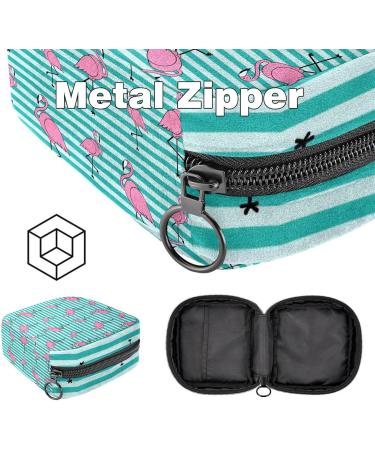 Rosa Flamingo Pattern Storage Bags for Women - Blue Stripes Zippered Menstrual Pad & Portable Cup Bags for Teens & Girls - Stylish & Functional - Buy Online on GoSupps.com