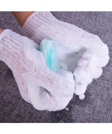 Hotop Dual-sided Exfoliating Shower Gloves - 4 Pairs | Body Bath Scrubs in White - Buy Online on GoSupps.com