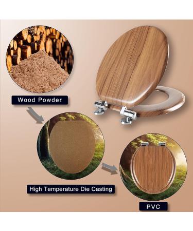 Molded Wood Round Toilet Seat | Quiet Close & Quick Release Hinges | Easy Install & Clean by Angol Shiold (Natural) - Buy Online on GoSupps.com