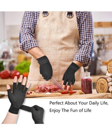Copper Arthritis Gloves (1 Pair) - Wrist Compression & Support Brace for Carpal Tunnel - Adjustable Strap, Fingerless Design - Relieve Hand, Finger, Wrist Pain - Women/Men (Large) - Buy Online on GoSupps.com