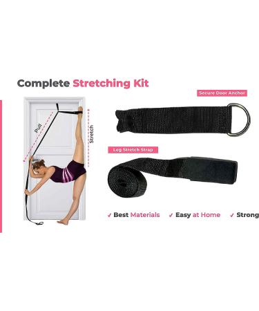 Leg Stretcher Strap for Flexibility - Adjustable Door Stretch Strap for Improved Leg Stretching - Door Flexibility Trainer Band for Dance, Cheer, Ballet - Black - Buy Online on GoSupps.com