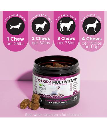 PetHonesty 10 in 1 Dog Multivitamin with Glucosamine - Essential Supplements for Dog Health & Heart - Omega Fish Oil, Probiotics, Chondroitin - Chicken Flavored Dog Vitamins - Buy Online on GoSupps.com
