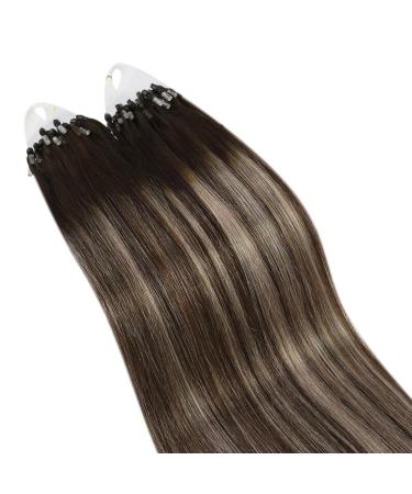 UGEAT Microring Extensions | 60cm Real Hair Balayage Brown & Chocolate Ombre | Micro Loop #4/18/4 Extensions - Buy Online on GoSupps.com