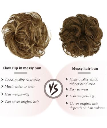 RUWISS Claw Clip in Messy Bun Hairpiece 100% Human Wavy Curly Chignon Bun Extension Tousled Updo Human Hair Scrunchie for Women(Chocolate Brown with Light Golden Blonde Highlights) 1 Count (Pack of 1) Chocolate Brown with Light Golden Blonde Highlights 1 - Buy Online on GoSupps.com