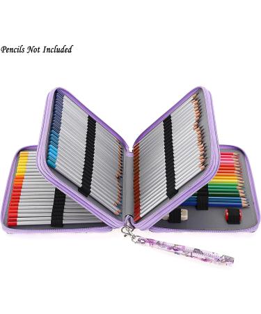 BTSKY Colored Pencil Case- 120 Slots Pencil Holder Pen Bag Large Capacity Pencil Organizer with Handle Strap Handy Colored Pencil Box with Printing Pattern (Purple Flower) - Buy Online on GoSupps.com