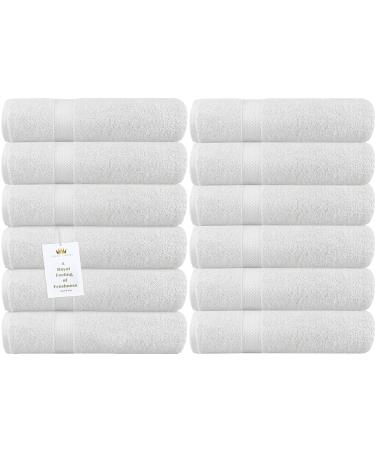 Royalz Collection Luxurious White Washcloths 12 Pack 550 GSM 100% Ring Spun Cotton - 13 x 13 Wash Cloths for Your Face and Body - Highly Absorbent Face Towel for Drying Face 12 Pieces White Wash Cloths