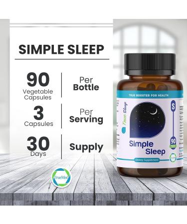 TrueMed Sleep Support Supplement Natural Relaxation, Formula Magnesium Glycinate, Valerian Extract, GABA, Melatonin, Passion Flower, Lemon Balm & Promote Calm & Improve Sleep Quality 90 Capsules - Buy Online on GoSupps.com