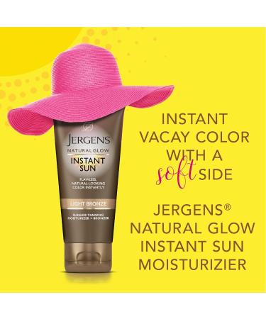 Jergens Natural Glow Instant Sun Tanning Moisturizer + Bronzer Lightweight Sunless Tanning for Natural-Looking Color Light Bronze 6 Oz Light Bronze 6 Oz (Pack of 1) - Buy Online on GoSupps.com