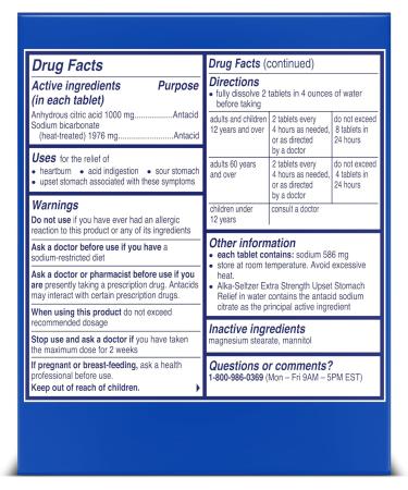 Alka-Seltzer Extra Strength Heartburn Relief Effervescent Antacid Tablets Fast Indigestion Relief 36Ct (Pack of 2) - Buy Online on GoSupps.com