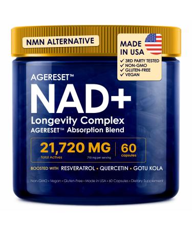 JoysLife AGERESET NAD Supplement NMN Alternative Liposomal + Gotu Kola for Women & Men w/Resveratrol Quercetin Gotu Kola - Package May Vary