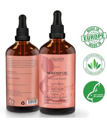 Rosehip Oil 100% Cold Pressed Pure Certified Organic Oil 100ml Best Known Facial Oil with Vitamin E Vitamin C B-carotene and a Form of Vitamin A - Buy Online on GoSupps.com