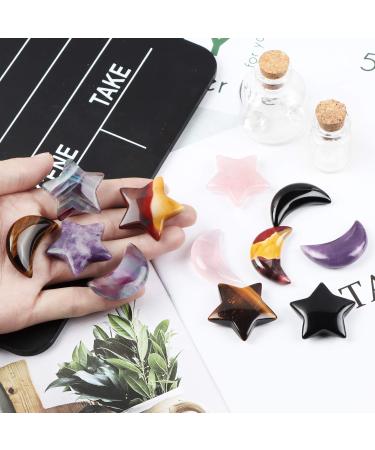 Artistone Black Obsidan Moon Star Shaped Worry Stones Healing Crystal Set Natural Gem Crystal and Healing Pocket Stone for Reiking Home Office Decor DIY Jewelry Making(Gift Box) Black Obsidian - Buy Online on GoSupps.com