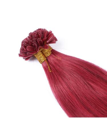High-Quality Keratin Bonding Hair Extensions - #Burgundy - 60cm - 50 Strands - 100% Remy Human Hair - U-Tip by Novon Hair - Buy Online on GoSupps.com