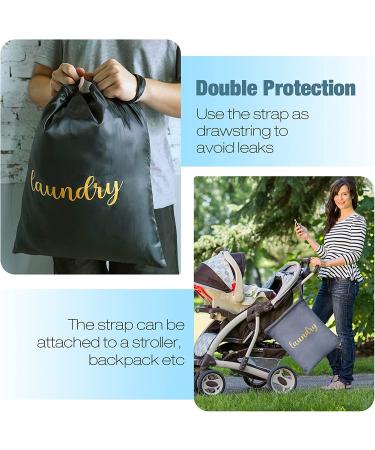 2-Pack Waterproof Travel Laundry Bags - Reusable Wet/Dry Bag for Gym, Swimsuits, Diapers - 17x22 Inches (Gray/Black) - Buy Online on GoSupps.com