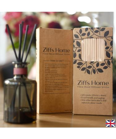 Ziffs Home 120 Natural Fibre Reed Diffuser Sticks - Thick 20cm x 4mm - Fragrance Refill for Diffuser Oils - Fibre Reeds for Diffusers - Buy Online on GoSupps.com