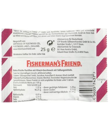 Fisherman's Friend Cherry Without Sugar - 24 Bags | Cherry & Menthol Flavor | International Shipping - Buy Online on GoSupps.com