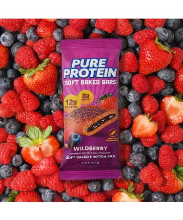 Pure Protein Wildberry Soft Baked Protein Bars 12g Protein 8g Fiber Whole Grain Breakfast Bars High Fiber Individually Wrapped Protein Snacks for On-the-Go 10 Count - Buy Online on GoSupps.com