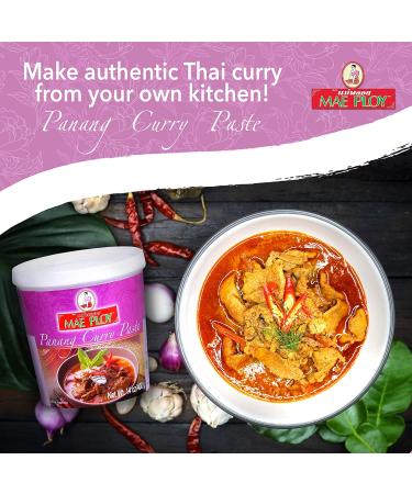 Mae Ploy Panang Curry Paste 14 oz - Authentic Thai Paste with Herbs, Spices & Shrimp Paste - No MSG - Perfect for Thai Curries & Dishes - Buy Online on GoSupps.com