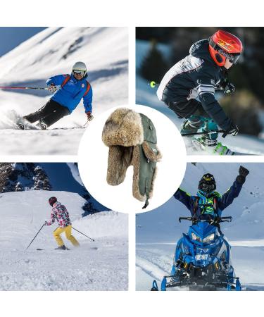 Real Rabbit Fur Trapper Hat - Men Women Winter Russian Ushanka Aviator Bomber Army Green - Large-X-Large - Buy Online on GoSupps.com