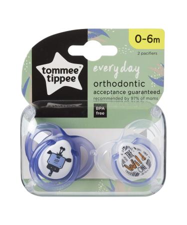 Tommee Tippee Every Day Pacifiers Symmetrical Design BPA-Free Silicone Binkies 0-6m 2-Count Colors and Designs Vary - Buy Online on GoSupps.com