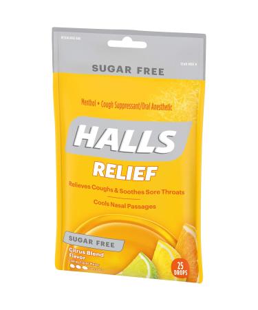 HALLS Relief Sugar Free Citrus Blend Cough Drops - 25 Count Bag - Buy Online on GoSupps.com